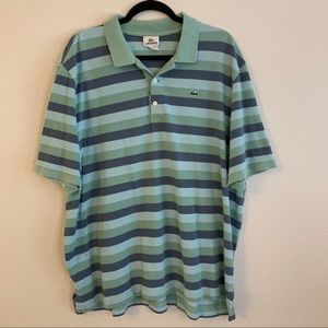 Men’s Lacoste Light Green Blue Stripes Polo 2X/3X